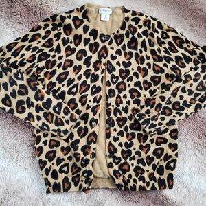 CrewCuts leopard print, button front cardigan size 8
